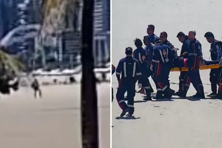 Paraquedista cai na Praia de Iracema, em Fortaleza
