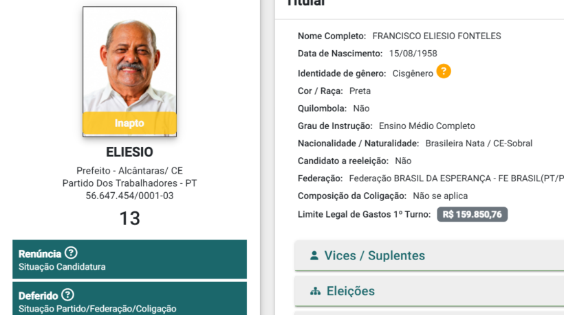 Eliesio (PT) tem pedido de renúncia deferido 