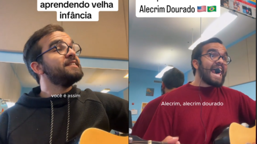 Vídeo do professor Liel Vini viralizaram na internet ao ensinar seus alunos dos EUA a cantar músicas em português